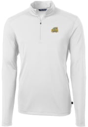Cutter and Buck George Mason University Mens White Virtue Eco Pique Long Sleeve 1/4 Zip Pullover