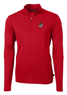 Cutter and Buck Georgia Bulldogs Mens Red Virtue Eco Pique Long Sleeve 1/4 Zip Pullover