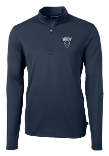 Cutter and Buck Howard Bison Mens Navy Blue Virtue Eco Pique Long Sleeve 1/4 Zip Pullover