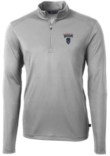 Cutter and Buck Howard Bison Mens Grey Virtue Eco Pique Long Sleeve 1/4 Zip Pullover