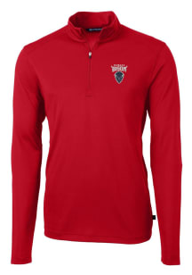 Cutter and Buck Howard Bison Mens Red Virtue Eco Pique Long Sleeve 1/4 Zip Pullover