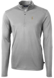 Cutter and Buck Idaho Vandals Mens Grey Virtue Eco Pique Long Sleeve 1/4 Zip Pullover