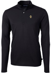 Cutter and Buck Idaho Vandals Mens Black Virtue Eco Pique Long Sleeve 1/4 Zip Pullover