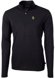 Cutter and Buck Idaho Vandals Mens Black Virtue Eco Pique Long Sleeve Qtr Zip Pullover