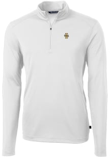 Cutter and Buck Idaho Vandals Mens White Virtue Eco Pique Long Sleeve 1/4 Zip Pullover