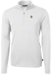 Cutter and Buck Idaho Vandals Mens White Virtue Eco Pique Long Sleeve Qtr Zip Pullover
