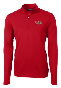 Cutter and Buck Illinois State Redbirds Mens Red Virtue Eco Pique Long Sleeve 1/4 Zip Pullover