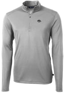 Mens Iowa Hawkeyes Grey Cutter and Buck Virtue Eco Pique 1/4 Zip Pullover