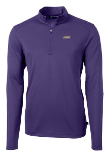 Cutter and Buck James Madison Dukes Mens Purple Virtue Eco Pique Long Sleeve 1/4 Zip Pullover