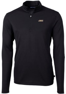 Cutter and Buck James Madison Dukes Mens Black Virtue Eco Pique Long Sleeve 1/4 Zip Pullover