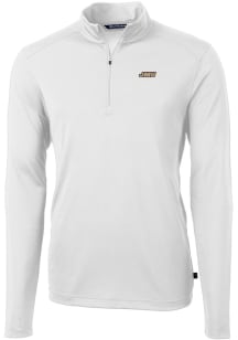 Cutter and Buck James Madison Dukes Mens White Virtue Eco Pique Long Sleeve 1/4 Zip Pullover