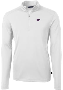 Cutter and Buck K-State Wildcats Mens White Virtue Eco Pique Long Sleeve 1/4 Zip Pullover