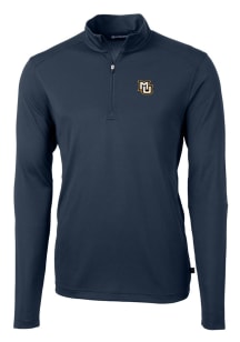 Cutter and Buck Marquette Golden Eagles Mens Navy Blue Virtue Eco Pique Long Sleeve 1/4 Zip Pull..