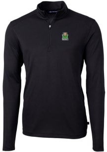 Cutter and Buck Marshall Thundering Herd Mens Black Virtue Eco Pique Long Sleeve 1/4 Zip Pullove..