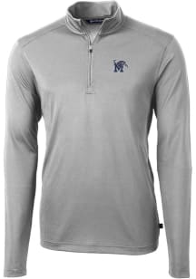 Cutter and Buck Memphis Tigers Mens Grey Virtue Eco Pique Long Sleeve 1/4 Zip Pullover