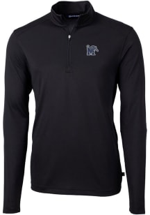 Cutter and Buck Memphis Tigers Mens Black Virtue Eco Pique Long Sleeve 1/4 Zip Pullover