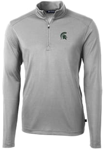 Cutter and Buck Michigan State Spartans Mens Grey Virtue Eco Pique Long Sleeve Qtr Zip Pullover