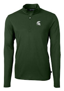 Cutter and Buck Michigan State Spartans Mens Green Virtue Eco Pique Long Sleeve Qtr Zip Pullover