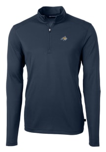 Cutter and Buck Montana State Bobcats Mens Navy Blue Virtue Eco Pique Long Sleeve 1/4 Zip Pullov..