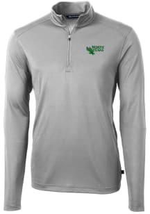Cutter and Buck North Texas Mean Green Mens Grey Virtue Eco Pique Long Sleeve 1/4 Zip Pullover