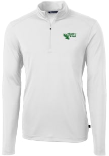 Cutter and Buck North Texas Mean Green Mens White Virtue Eco Pique Long Sleeve 1/4 Zip Pullover