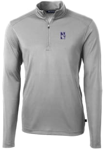 Cutter and Buck Northwestern Wildcats Mens Grey Virtue Eco Pique Long Sleeve 1/4 Zip Pullover