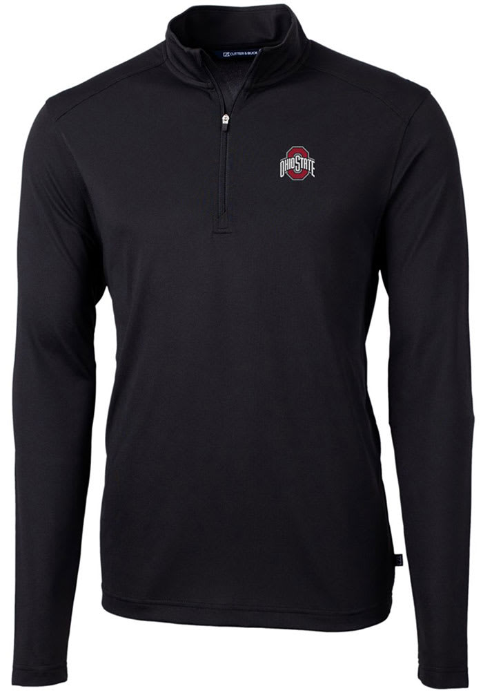 Cutter and Buck Ohio State Buckeyes Mens Virtue Eco Pique Long Sleeve 1/4 Zip Pullover