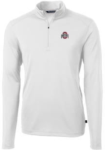 Cutter and Buck Ohio State Buckeyes Mens White Virtue Eco Pique Long Sleeve 1/4 Zip Pullover