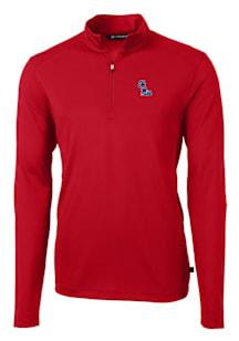 Cutter and Buck Ole Miss Rebels Mens Red Virtue Eco Pique Long Sleeve Qtr Zip Pullover