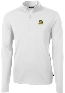 Cutter and Buck Oregon Ducks Mens White Virtue Eco Pique Long Sleeve 1/4 Zip Pullover