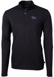 Cutter and Buck Pitt Panthers Mens Black Virtue Eco Pique Long Sleeve 1/4 Zip Pullover