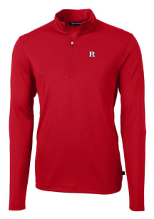 Cutter and Buck Rutgers Scarlet Knights Mens Red Virtue Eco Pique Long Sleeve 1/4 Zip Pullover