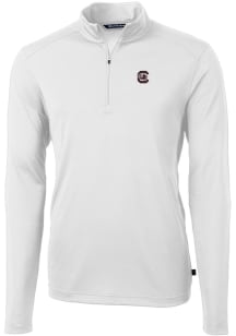 Cutter and Buck South Carolina Gamecocks Mens White Virtue Eco Pique Long Sleeve 1/4 Zip Pullove..