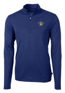 Cutter and Buck San Jose State Spartans Mens Blue Virtue Eco Pique Long Sleeve 1/4 Zip Pullover