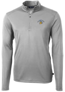 Cutter and Buck San Jose State Spartans Mens Grey Virtue Eco Pique Long Sleeve 1/4 Zip Pullover