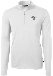 Cutter and Buck San Jose State Spartans Mens White Virtue Eco Pique Long Sleeve 1/4 Zip Pullover