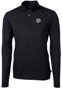 Cutter and Buck Texas A&amp;M Aggies Mens Black Virtue Eco Pique Long Sleeve 1/4 Zip Pullover