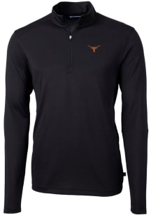Cutter and Buck Texas Longhorns Mens Black Virtue Eco Pique Long Sleeve 1/4 Zip Pullover