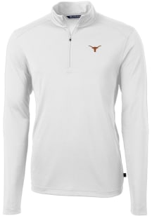 Cutter and Buck Texas Longhorns Mens White Virtue Eco Pique Long Sleeve 1/4 Zip Pullover