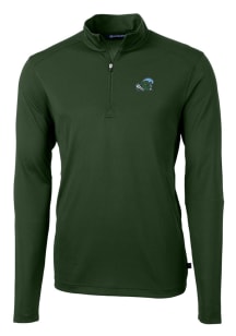 Cutter and Buck Tulane Green Wave Mens Green Virtue Eco Pique Long Sleeve 1/4 Zip Pullover