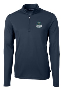 Cutter and Buck UNCW Seahawks Mens Navy Blue Virtue Eco Pique Long Sleeve 1/4 Zip Pullover
