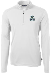 Cutter and Buck UNCW Seahawks Mens White Virtue Eco Pique Long Sleeve 1/4 Zip Pullover