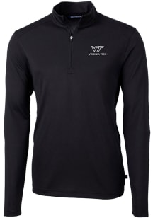Cutter and Buck Virginia Tech Hokies Mens Black Virtue Eco Pique Long Sleeve 1/4 Zip Pullover