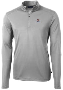 Cutter and Buck Virginia Cavaliers Mens Grey Virtue Eco Pique Long Sleeve 1/4 Zip Pullover