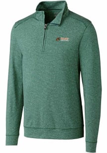 Cutter and Buck Florida A&amp;M Rattlers Mens Green Shoreline Heathered Long Sleeve 1/4 Zip Pullover