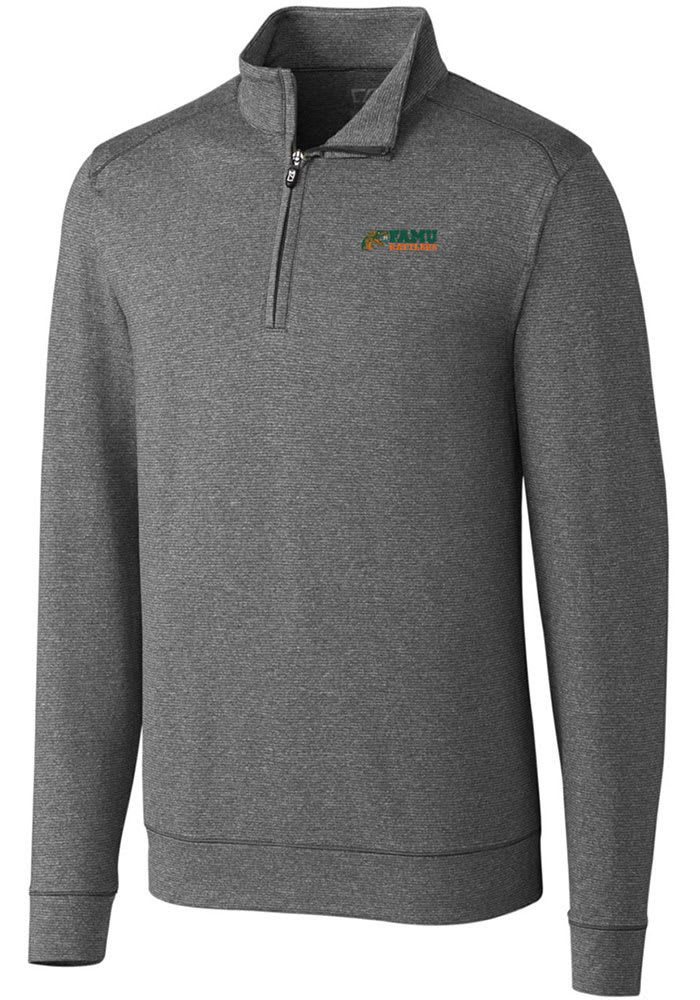 Cutter and Buck Florida A&M Rattlers Mens Charcoal Shoreline Heathered Long Sleeve 1/4 Zip Pullover