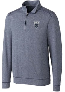 Cutter and Buck Howard Bison Mens Navy Blue Shoreline Heathered Long Sleeve 1/4 Zip Pullover