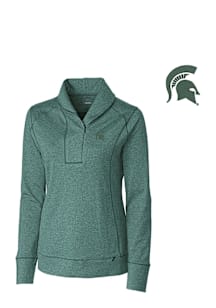 Cutter and Buck Michigan State Spartans Womens Green Shorline Qtr Zip