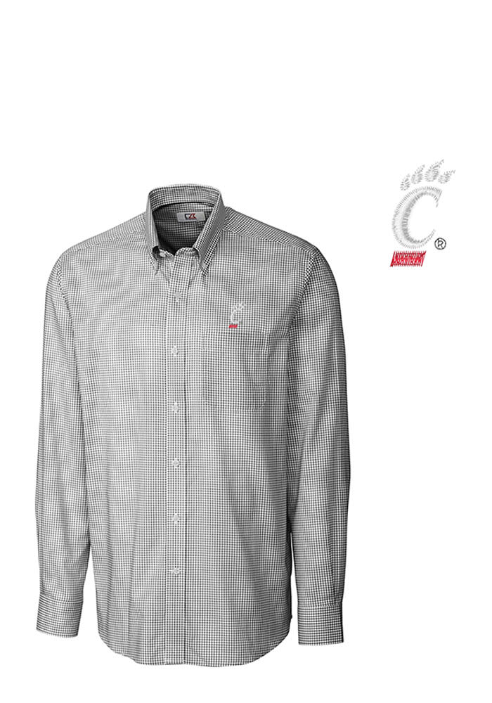 Cutter and Buck Cincinnati Bearcats Mens Tattersall Long Sleeve Dress Shirt