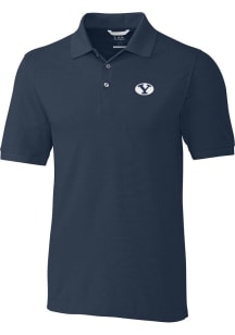 Cutter and Buck BYU Cougars Mens Navy Blue Advantage Short Sleeve Polo